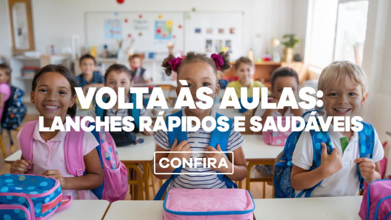 Crianças preparadas para o retorno às aulas, carregando mochilas e lancheiras coloridas