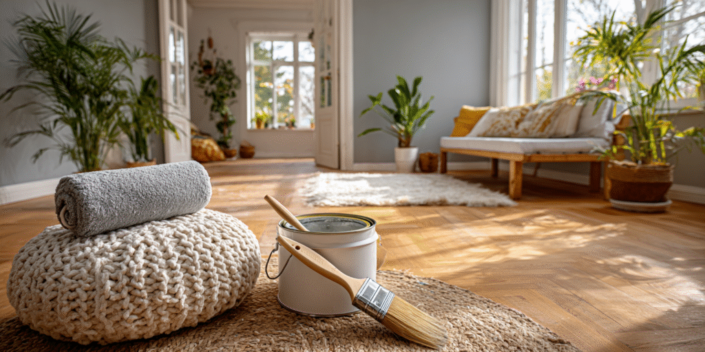 Ambiente renovado após pintura com acessórios Milium.