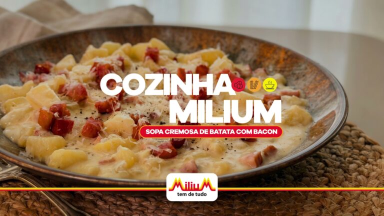 Sopa cremosa de batata com bacon